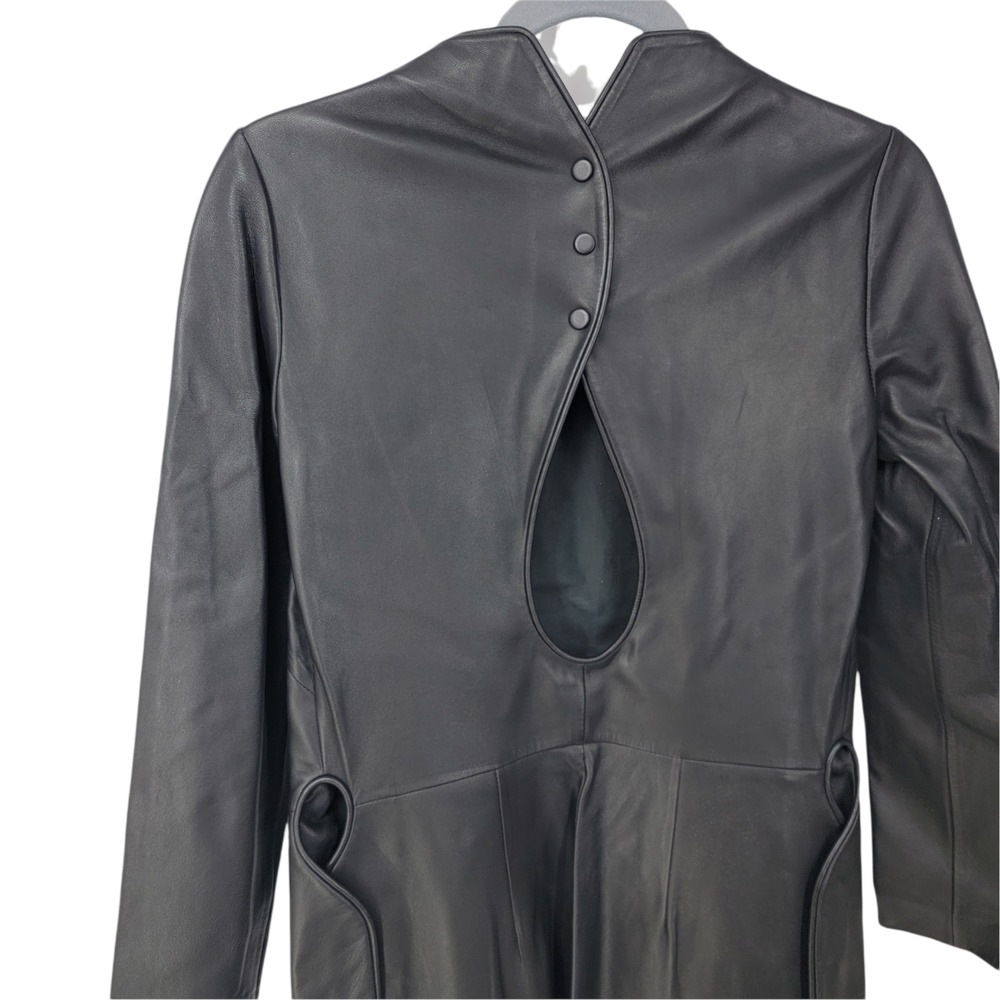 Proenza Schouler Black Lightweight Leather Dress Size 0 - Picture 4 of 10
